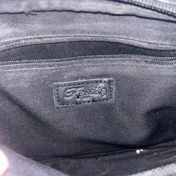 FOSSIL Vtg 90's Black Leather Small Crossbody WALLET ID INSIDE Bag Tote Purse - Picture 4 of 9